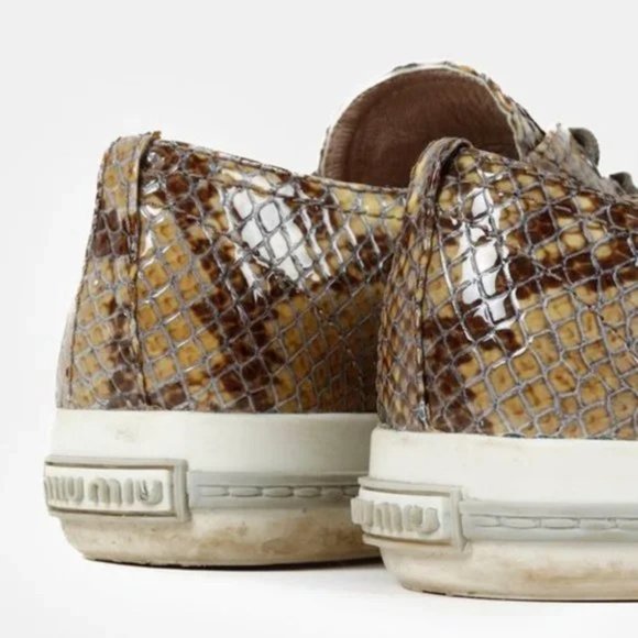 Miu Miu Snakeskin Print Low-Top Sneakers - Picture 10 of 12